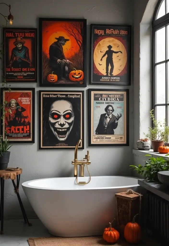 28 Halloween Bathroom Ideas That Are Spooky and Fun 7 28 Halloween Bathroom Ideas That Are Spooky and Fun - 6. Wicked Wall Art