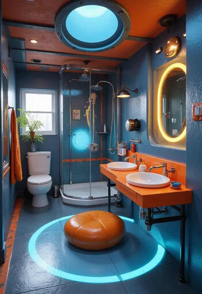 28 Kids Bathroom Ideas That Are Playful and Easy to Clean 15 28 Kids Bathroom Ideas That Are Playful and Easy to Clean - 14. Tech-Savvy Space Station