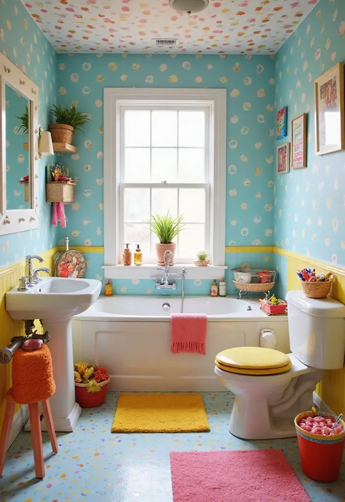 28 Kids Bathroom Ideas That Are Playful and Easy to Clean 17 28 Kids Bathroom Ideas That Are Playful and Easy to Clean - 16. Playful Patterns