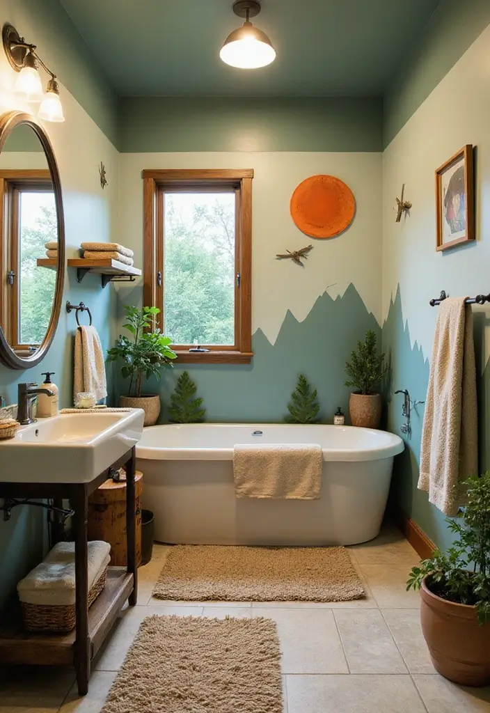 28 Kids Bathroom Ideas That Are Playful and Easy to Clean 24 28 Kids Bathroom Ideas That Are Playful and Easy to Clean - 23. Outdoor Adventure