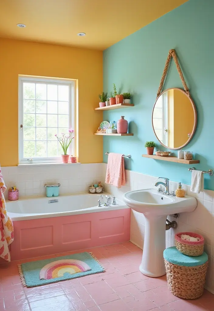 28 Kids Bathroom Ideas That Are Playful and Easy to Clean 4 28 Kids Bathroom Ideas That Are Playful and Easy to Clean - 3. Rainbow Vibrance