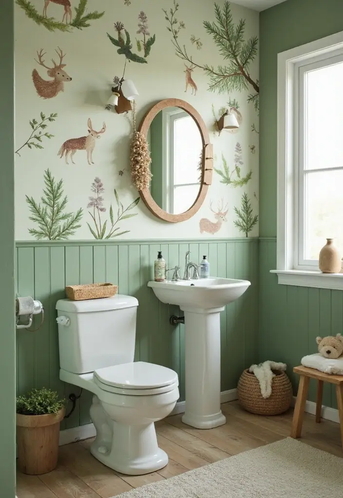 28 Kids Bathroom Ideas That Are Playful and Easy to Clean 5 28 Kids Bathroom Ideas That Are Playful and Easy to Clean - 4. Whimsical Woodland Retreat