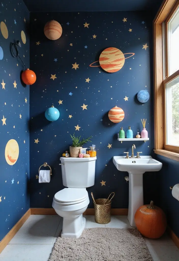 28 Kids Bathroom Ideas That Are Playful and Easy to Clean 6 28 Kids Bathroom Ideas That Are Playful and Easy to Clean - 5. Space Explorer's Paradise