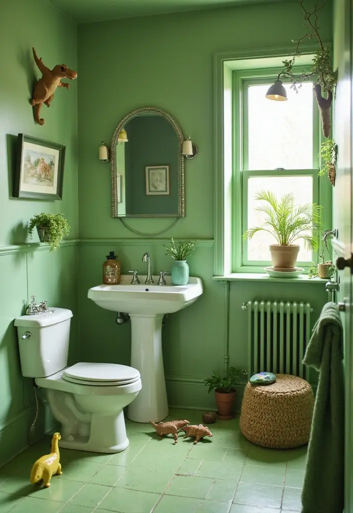 28 Kids Bathroom Ideas That Are Playful and Easy to Clean 10 28 Kids Bathroom Ideas That Are Playful and Easy to Clean - 9. Dino-Mite Adventure