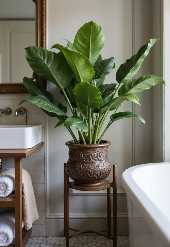 28 Plants in Bathroom Ideas That Freshen the Air 12 28 Plants in Bathroom Ideas That Freshen the Air - 11. Cast Iron Plant: Sturdy and Stylish