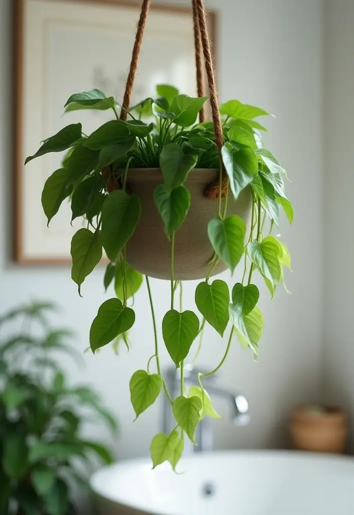 28 Plants in Bathroom Ideas That Freshen the Air 16 28 Plants in Bathroom Ideas That Freshen the Air - 15. Philodendron: Versatile and Heartfelt