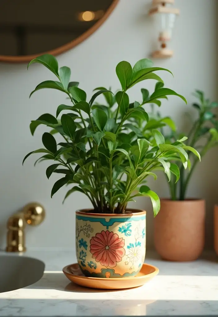 28 Plants in Bathroom Ideas That Freshen the Air 20 28 Plants in Bathroom Ideas That Freshen the Air - 19. Chinese Evergreen: Colorful and Tough