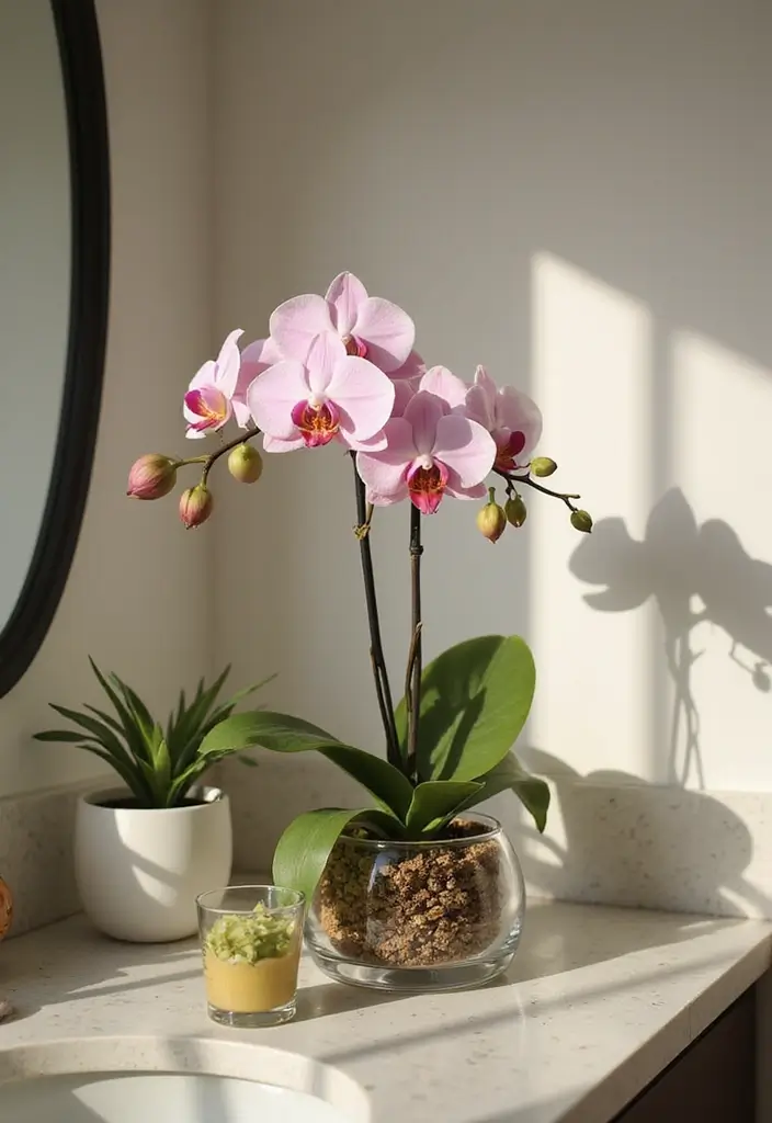 28 Plants in Bathroom Ideas That Freshen the Air 21 28 Plants in Bathroom Ideas That Freshen the Air - 20. Orchid: A Touch of Luxury