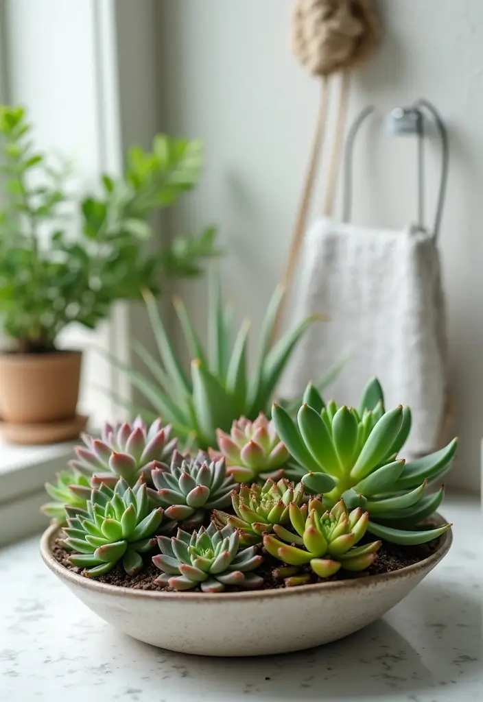 28 Plants in Bathroom Ideas That Freshen the Air 25 28 Plants in Bathroom Ideas That Freshen the Air - 24. Succulents: Miniature Greenery