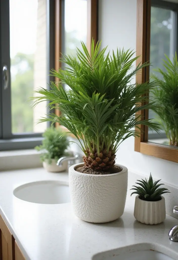 28 Plants in Bathroom Ideas That Freshen the Air 28 28 Plants in Bathroom Ideas That Freshen the Air - 27. Sago Palm: A Unique Addition