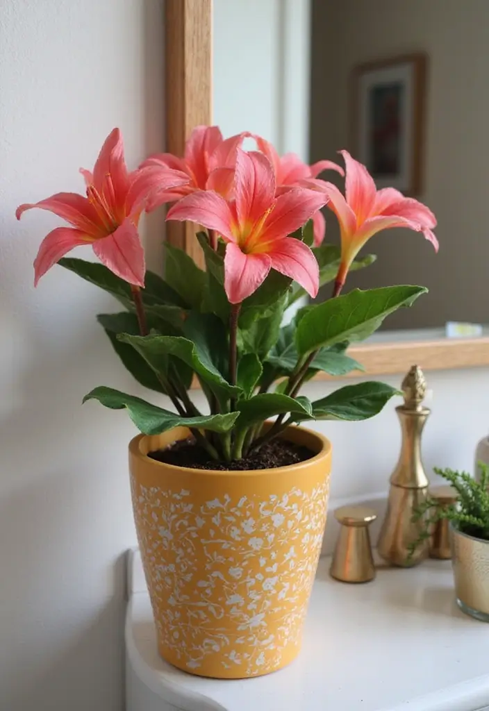 28 Plants in Bathroom Ideas That Freshen the Air 29 28 Plants in Bathroom Ideas That Freshen the Air - 28. Flamingo Flower: A Splash of Color