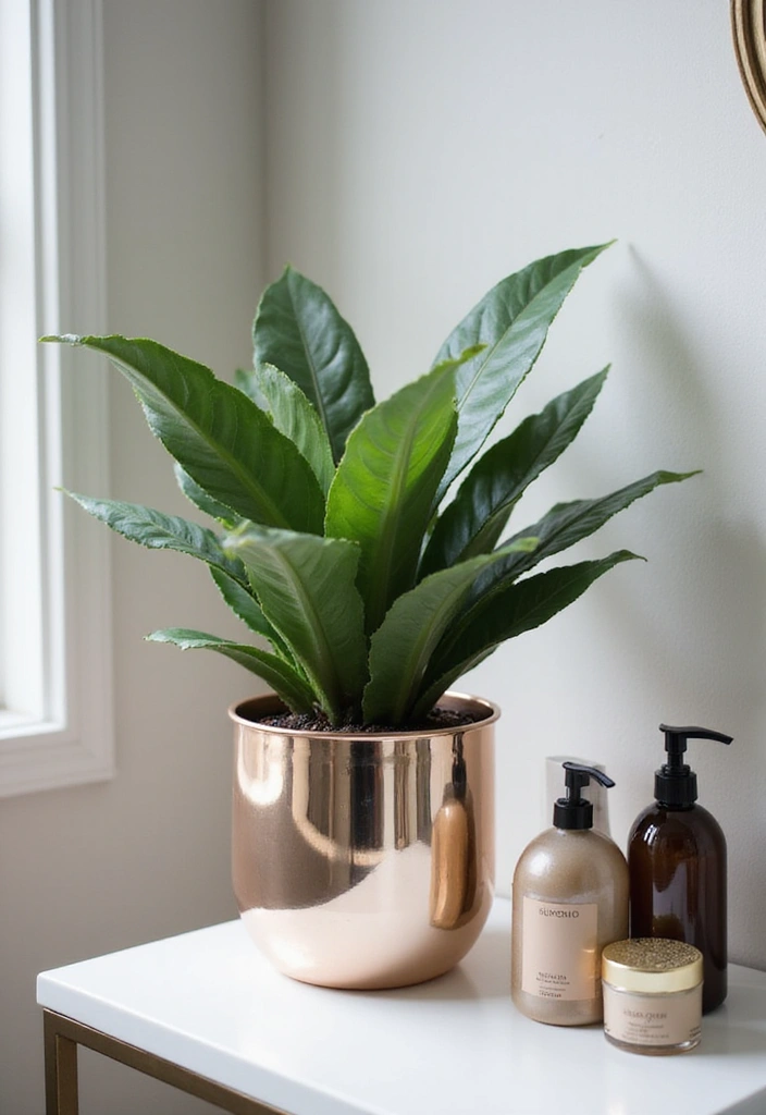 28 Plants in Bathroom Ideas That Freshen the Air 4 28 Plants in Bathroom Ideas That Freshen the Air - 3. ZZ Plant: Tough Yet Elegant