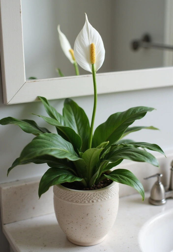 28 Plants in Bathroom Ideas That Freshen the Air 6 28 Plants in Bathroom Ideas That Freshen the Air - 5. Peace Lily: The Elegant Bloom
