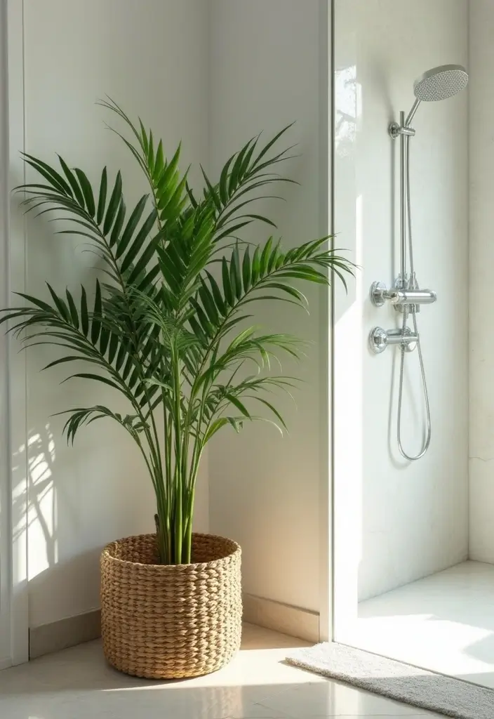 28 Plants in Bathroom Ideas That Freshen the Air 7 28 Plants in Bathroom Ideas That Freshen the Air - 6. Bamboo Palm: Tropical Vibes