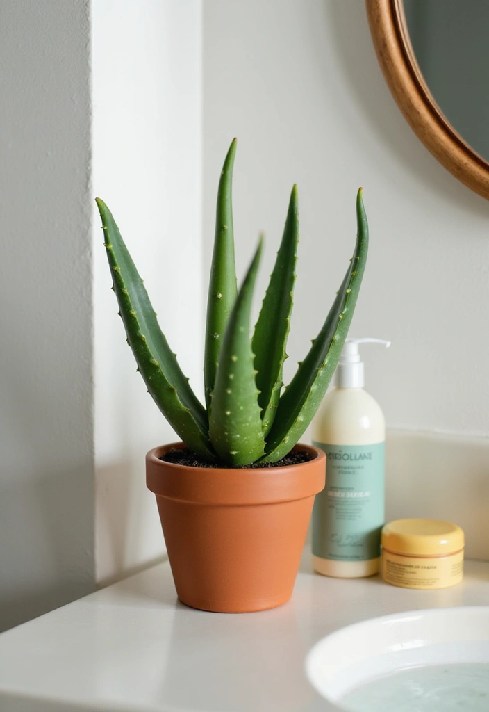 28 Plants in Bathroom Ideas That Freshen the Air 9 28 Plants in Bathroom Ideas That Freshen the Air - 8. Aloe Vera: The Healing Plant