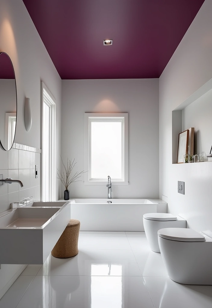 28 Plum Bathroom Ideas With Deep Luxurious Tones 12 28 Plum Bathroom Ideas With Deep Luxurious Tones - 11. Deep Plum Painted Ceilings