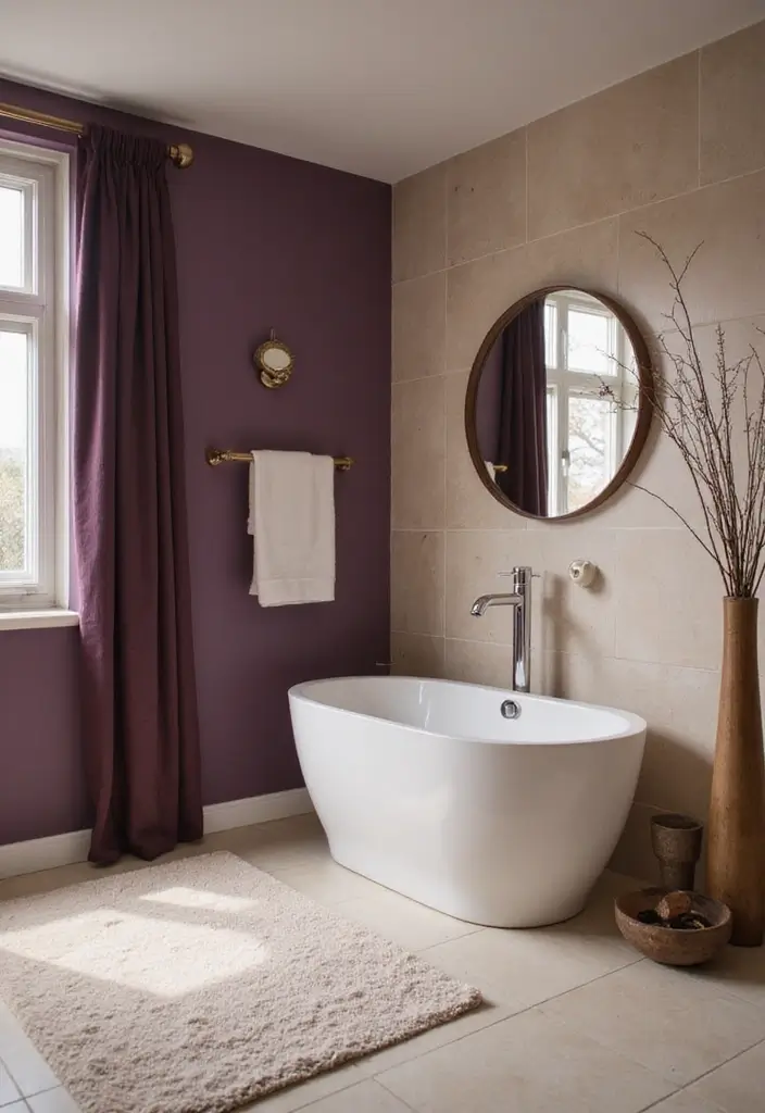 28 Plum Bathroom Ideas With Deep Luxurious Tones 15 28 Plum Bathroom Ideas With Deep Luxurious Tones - 14. Plum and Beige Combination
