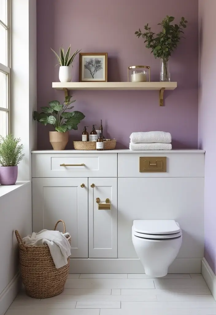 28 Plum Bathroom Ideas With Deep Luxurious Tones 16 28 Plum Bathroom Ideas With Deep Luxurious Tones - 15. Plum Floating Shelves