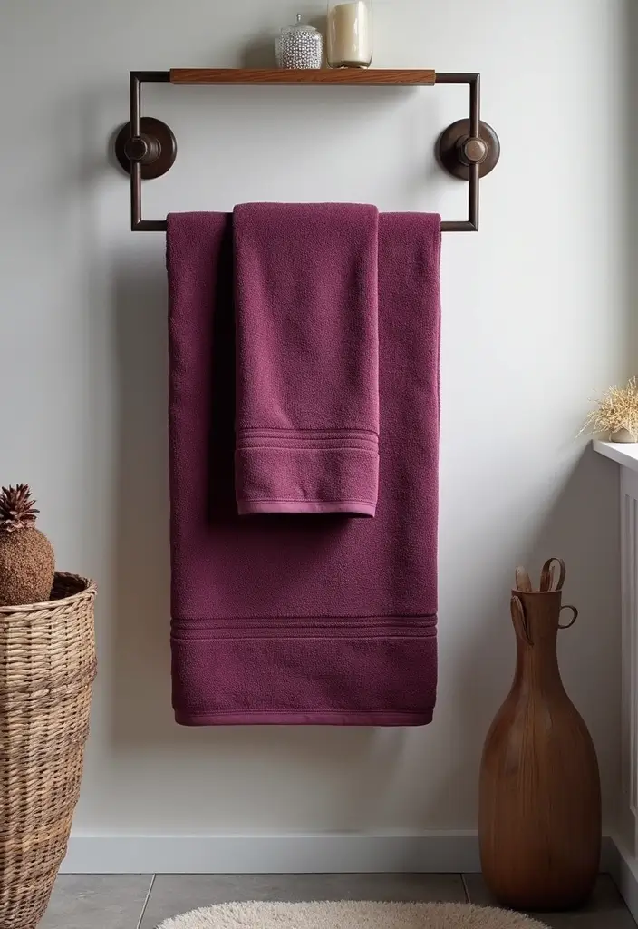 28 Plum Bathroom Ideas With Deep Luxurious Tones 17 28 Plum Bathroom Ideas With Deep Luxurious Tones - 16. Rich Plum Towels