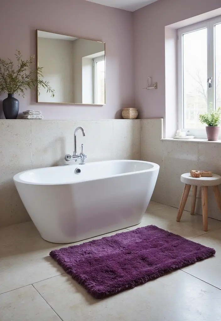 28 Plum Bathroom Ideas With Deep Luxurious Tones 18 28 Plum Bathroom Ideas With Deep Luxurious Tones - 17. Plum Bath Mat