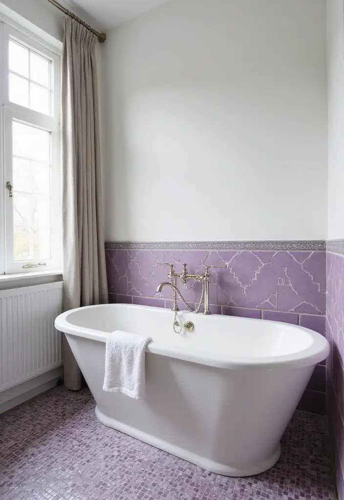 28 Plum Bathroom Ideas With Deep Luxurious Tones 3 28 Plum Bathroom Ideas With Deep Luxurious Tones - 2. Plum Accent Tiles