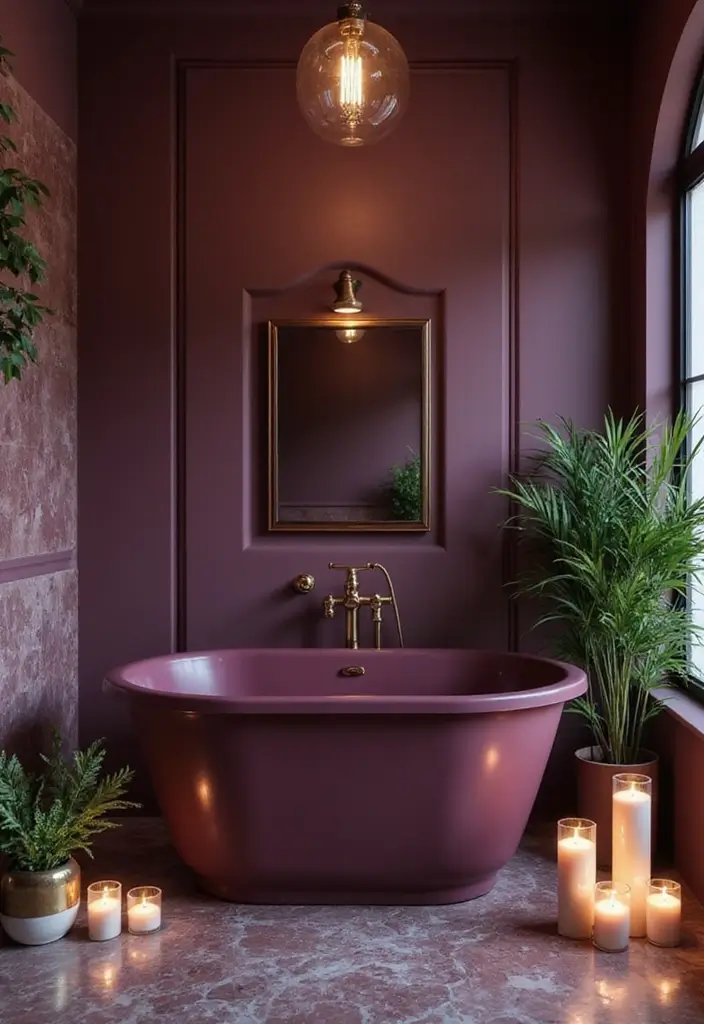 28 Plum Bathroom Ideas With Deep Luxurious Tones 5 28 Plum Bathroom Ideas With Deep Luxurious Tones - 4. Luxurious Plum Bathtub