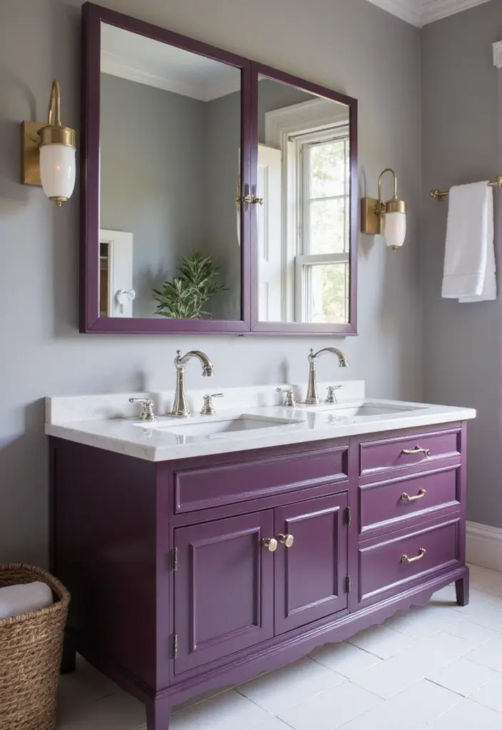 28 Plum Bathroom Ideas With Deep Luxurious Tones 7 28 Plum Bathroom Ideas With Deep Luxurious Tones - 6. Plum Vanity Units