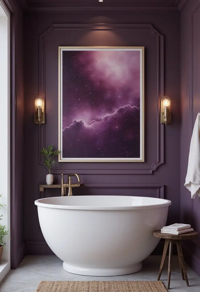 28 Plum Bathroom Ideas With Deep Luxurious Tones 10 28 Plum Bathroom Ideas With Deep Luxurious Tones - 9. Plum Artwork and Decor