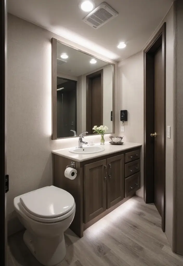 28 RV Bathroom Remodel Ideas That Save Space 29 28 RV Bathroom Remodel Ideas That Save Space - 28. Smart Tech for Convenience