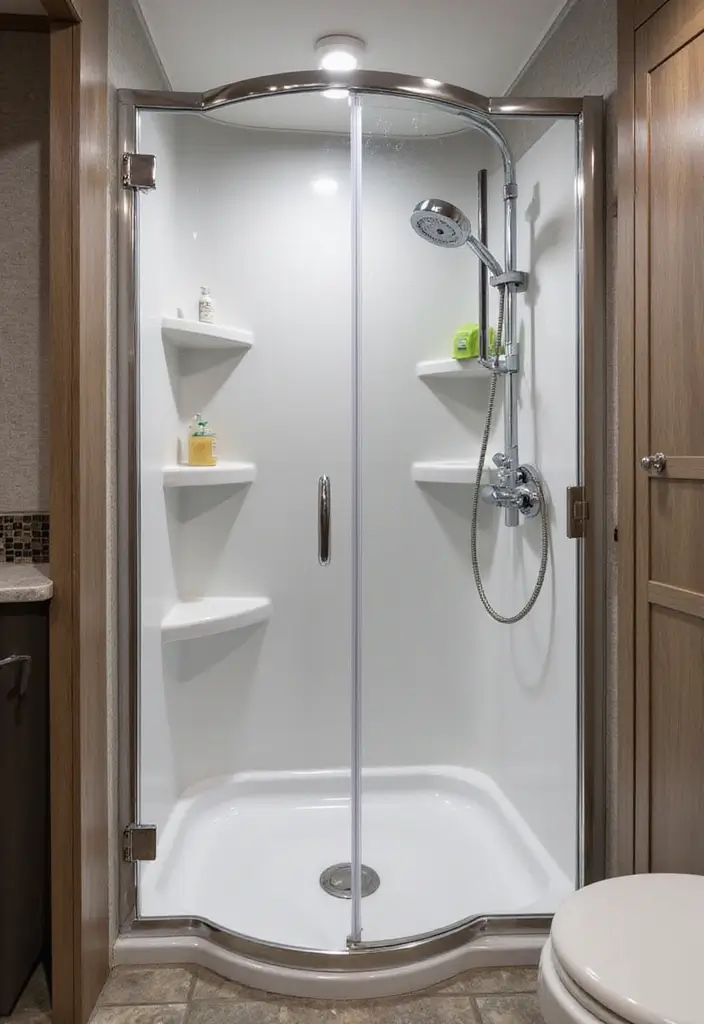 28 RV Bathroom Remodel Ideas That Save Space 5 28 RV Bathroom Remodel Ideas That Save Space - 4. Compact Shower Kits