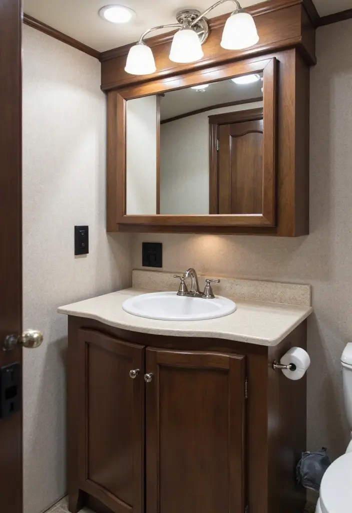 28 RV Bathroom Remodel Ideas That Save Space 9 28 RV Bathroom Remodel Ideas That Save Space - 8. Multifunctional Mirrors