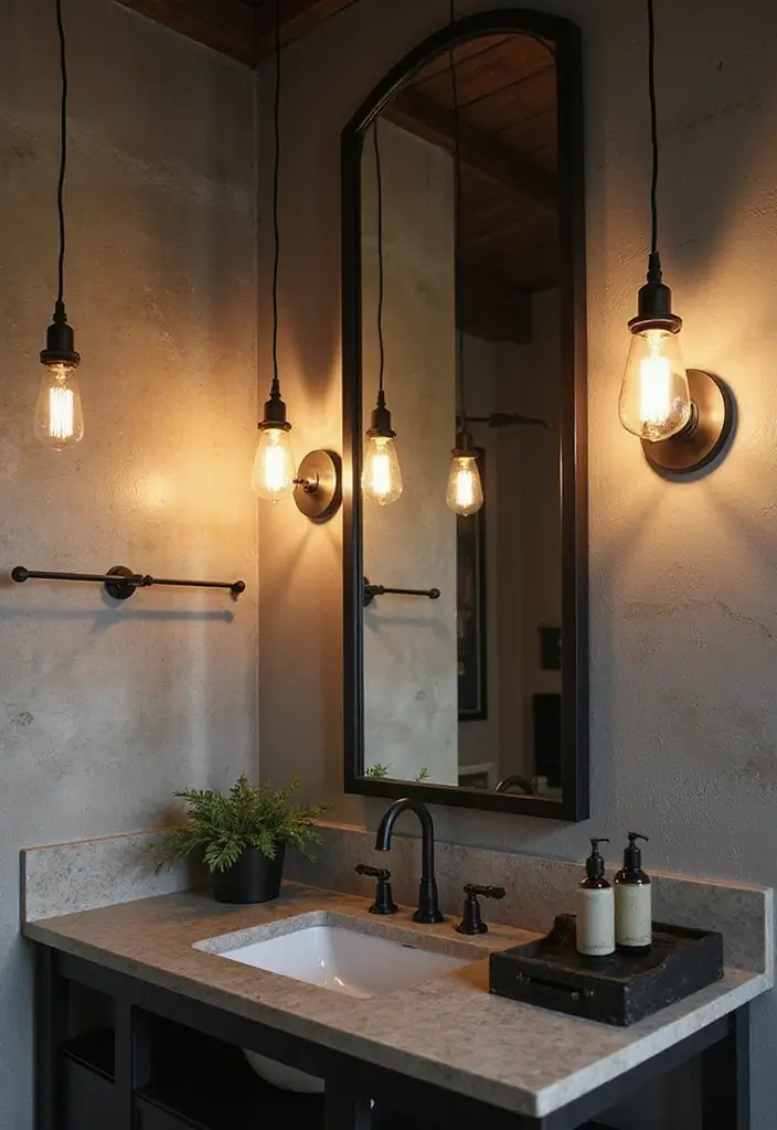 28 Teen Boy Bathroom Ideas That Are Cool and Functional 3 28 Teen Boy Bathroom Ideas That Are Cool and Functional - 2. Industrial Lighting Fixtures
