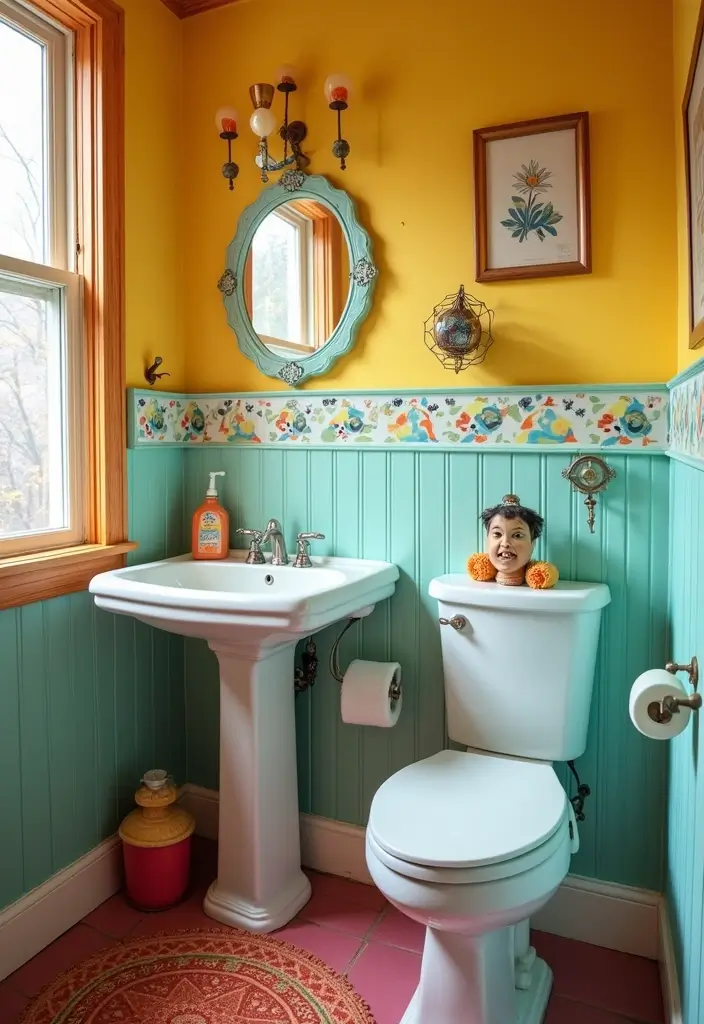 28 Toilet and Sink Bathroom Ideas That Maximize Small Spaces 14 28 Toilet and Sink Bathroom Ideas That Maximize Small Spaces - 13. Bright Colors and Patterns