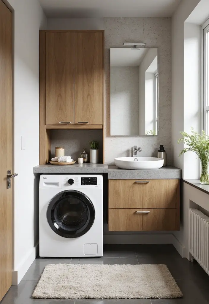 28 Toilet and Sink Bathroom Ideas That Maximize Small Spaces 15 28 Toilet and Sink Bathroom Ideas That Maximize Small Spaces - 14. Integrated Laundry Solutions