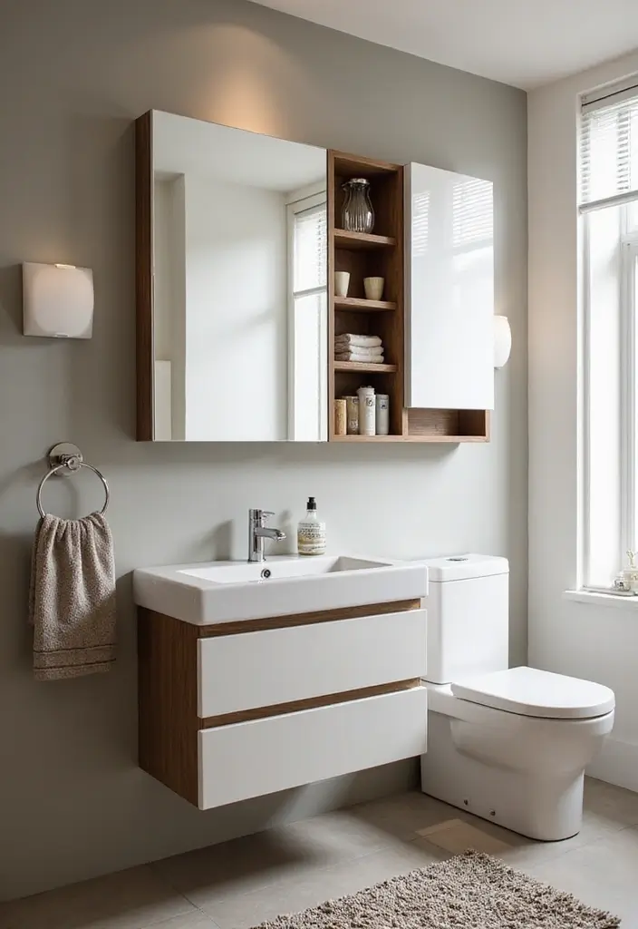 28 Toilet and Sink Bathroom Ideas That Maximize Small Spaces 28 28 Toilet and Sink Bathroom Ideas That Maximize Small Spaces - 27. Multi-Purpose Mirrors