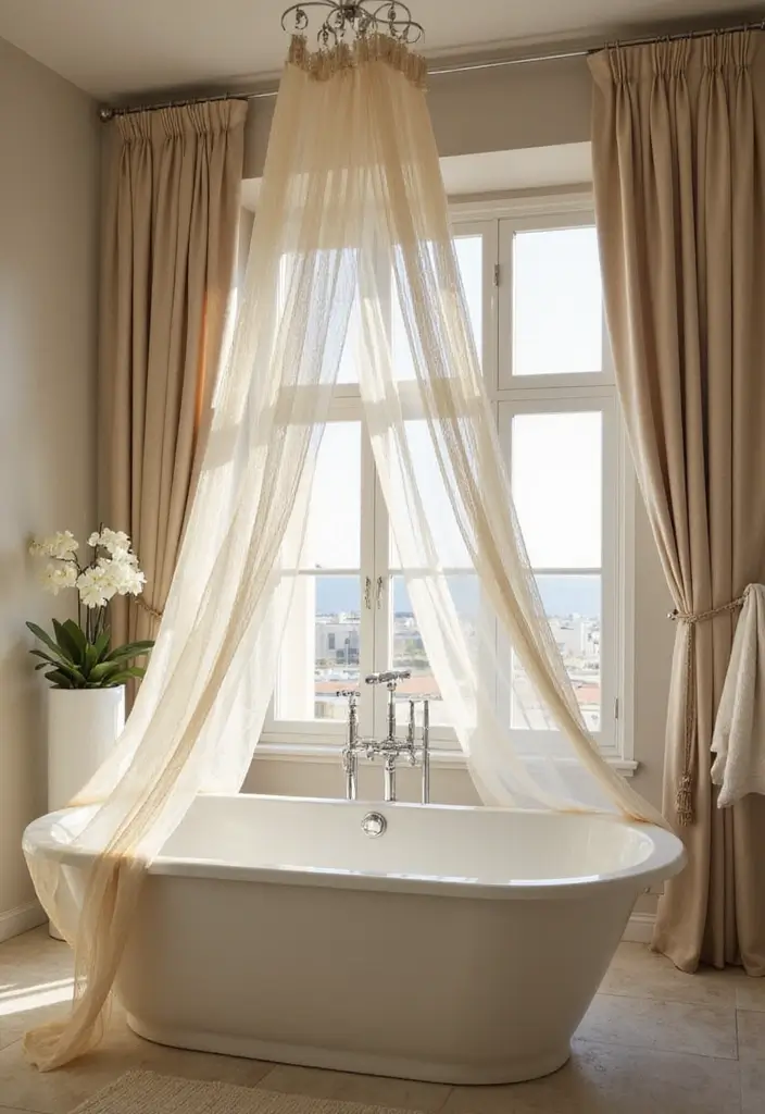 28 Whimsical Bathroom Ideas That Feel Magical 29 28 Whimsical Bathroom Ideas That Feel Magical - 28. Dreamy Bathtub Canopies