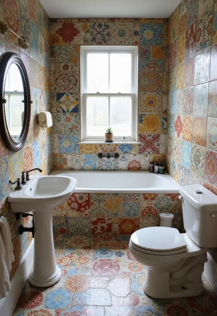28 Whimsical Bathroom Ideas That Feel Magical 7 28 Whimsical Bathroom Ideas That Feel Magical - 6. Eclectic Tile Patterns