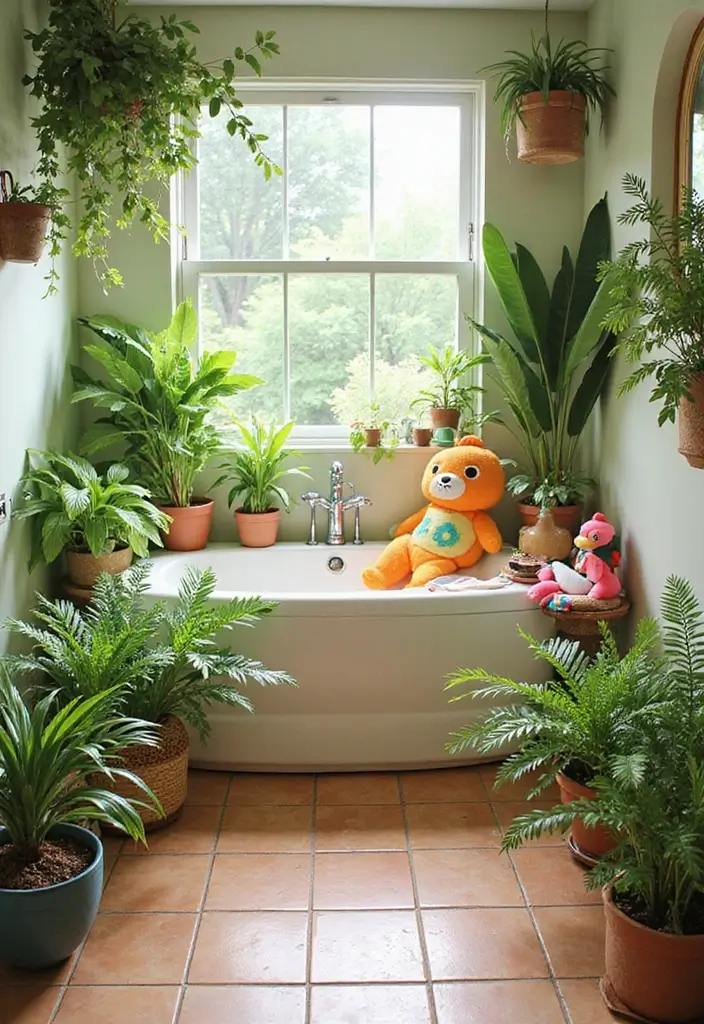 29 ACNH Bathroom Ideas for Cozy Island Homes 2 29 ACNH Bathroom Ideas for Cozy Island Homes - 1. Tropical Greenery Galore