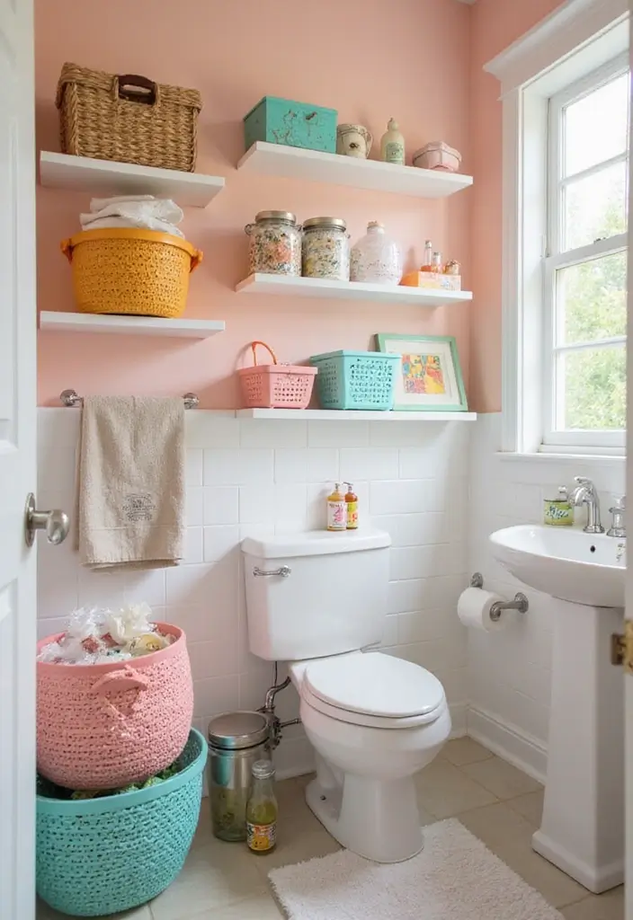 29 ACNH Bathroom Ideas for Cozy Island Homes 10 29 ACNH Bathroom Ideas for Cozy Island Homes - 9. Fun Storage Solutions