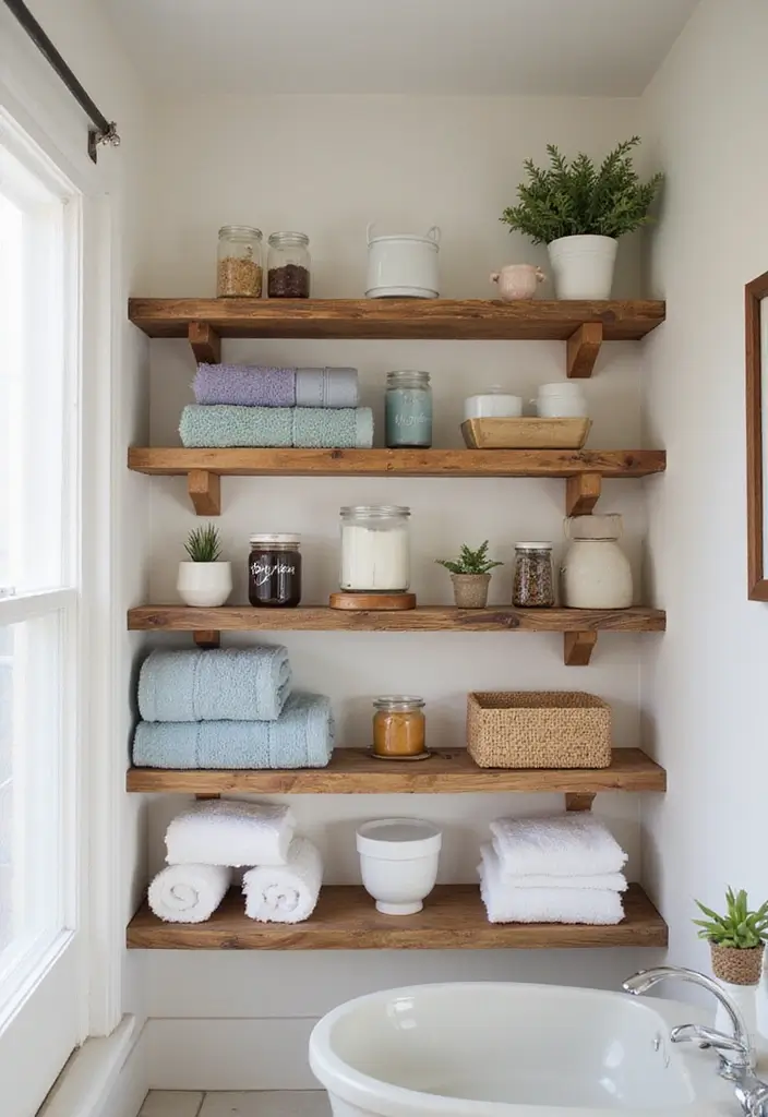 29 Bali Bathroom Design Inspirations With a Tropical Feel 7 29 Bali Bathroom Design Inspirations With a Tropical Feel - 6. Open Shelving