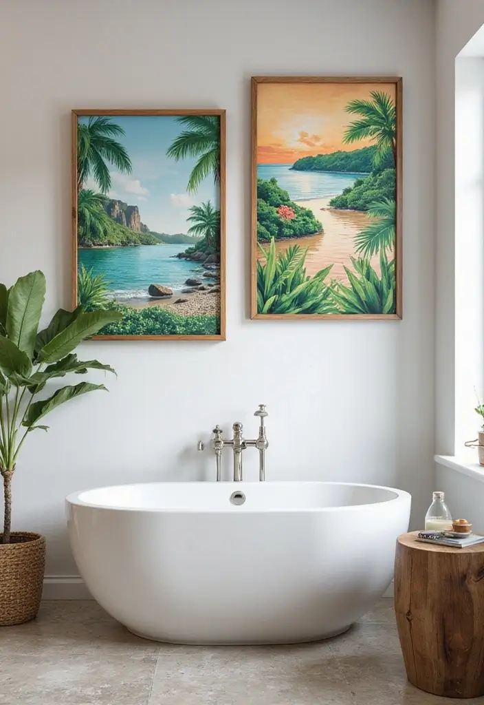 29 Bali Bathroom Design Inspirations With a Tropical Feel 8 29 Bali Bathroom Design Inspirations With a Tropical Feel - 7. Tropical Artwork