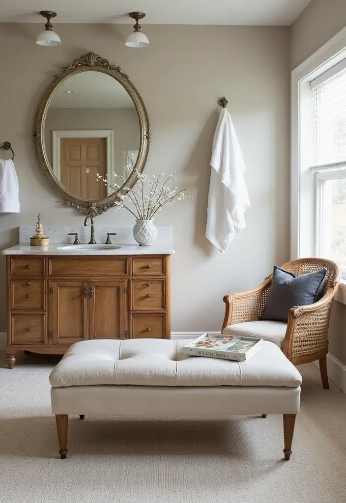 29 Bathroom Bench Ideas That Add Comfort and Functionality 12 29 Bathroom Bench Ideas That Add Comfort and Functionality - 11. Ottoman Bench
