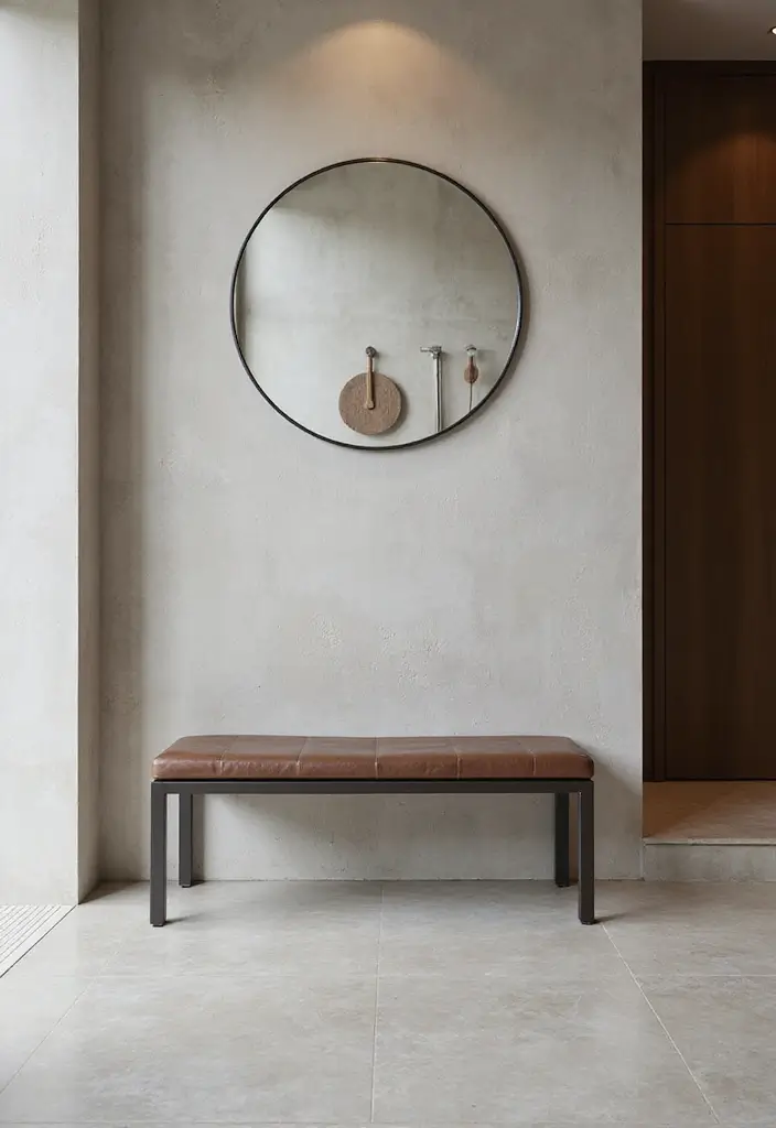 29 Bathroom Bench Ideas That Add Comfort and Functionality 14 29 Bathroom Bench Ideas That Add Comfort and Functionality - 13. Metal Bench