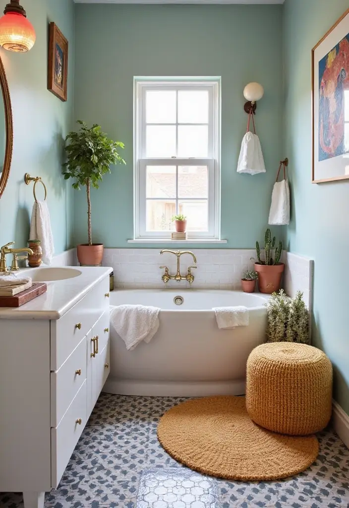 29 Bathroom Bench Ideas That Add Comfort and Functionality 21 29 Bathroom Bench Ideas That Add Comfort and Functionality - 20. Contemporary Pouf Bench