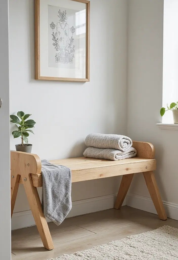 29 Bathroom Bench Ideas That Add Comfort and Functionality 23 29 Bathroom Bench Ideas That Add Comfort and Functionality - 22. Foldable Bathroom Bench