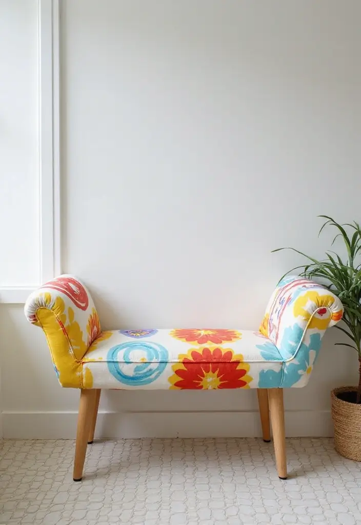 29 Bathroom Bench Ideas That Add Comfort and Functionality 24 29 Bathroom Bench Ideas That Add Comfort and Functionality - 23. Whimsical Bench