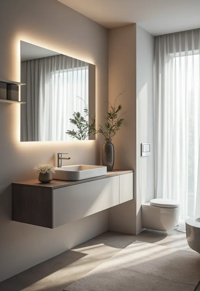29 Bathroom Bench Ideas That Add Comfort and Functionality 5 29 Bathroom Bench Ideas That Add Comfort and Functionality - 4. Floating Bench