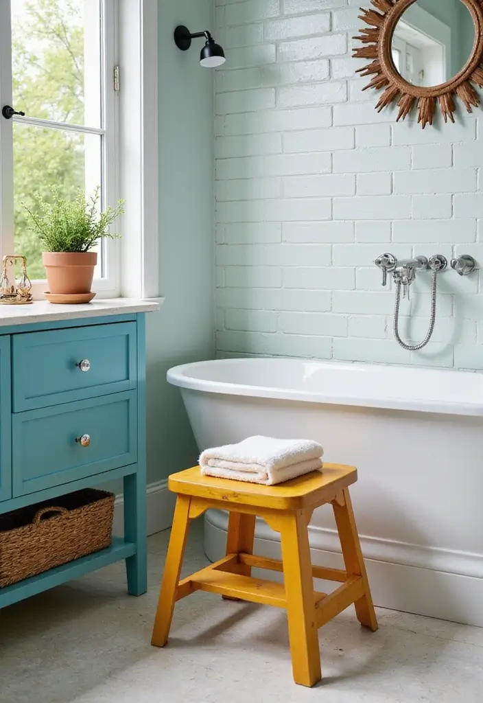 29 Bathroom Bench Ideas That Add Comfort and Functionality 9 29 Bathroom Bench Ideas That Add Comfort and Functionality - 8. Multi-Function Bathroom Stool