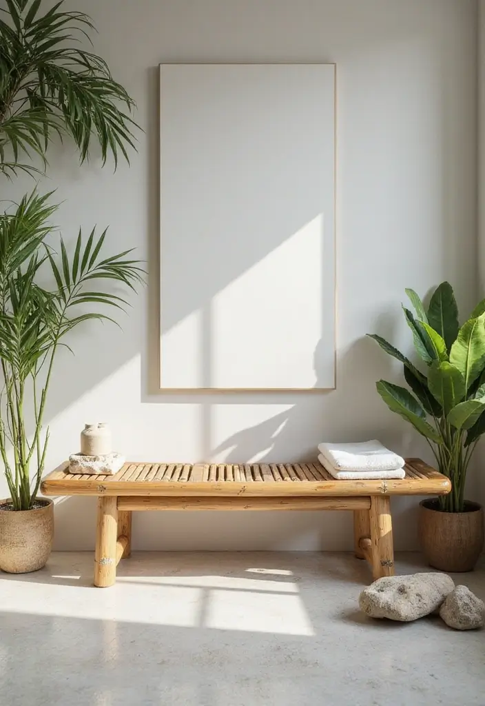 29 Bathroom Bench Ideas That Add Comfort and Functionality 10 29 Bathroom Bench Ideas That Add Comfort and Functionality - 9. Bamboo Bench