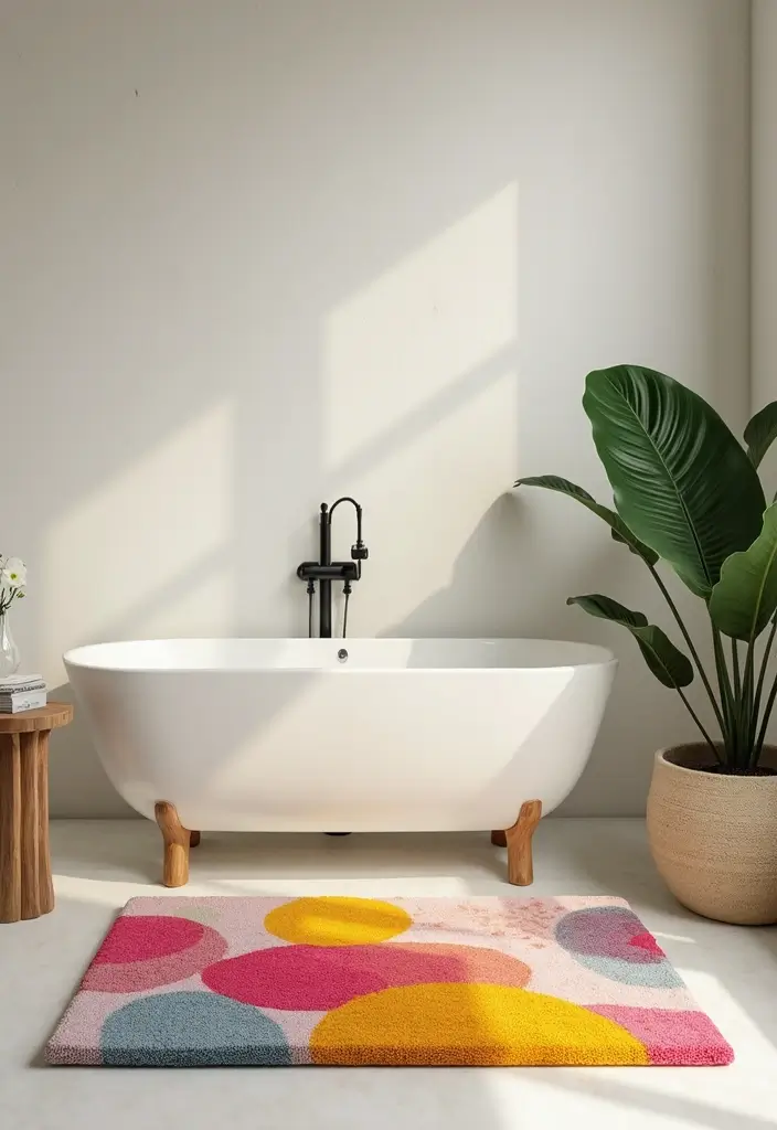 29 Bathroom Corner Decor Ideas That Utilize Every Space 17 29 Bathroom Corner Decor Ideas That Utilize Every Space - 16. Colorful Bath Mats